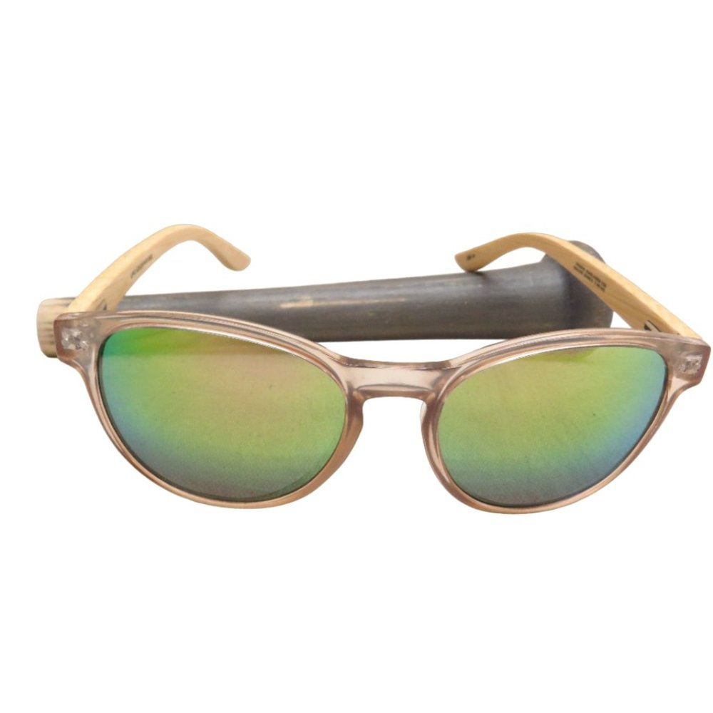 Bamboo Sunglasses Green to Purple Color Change Lens